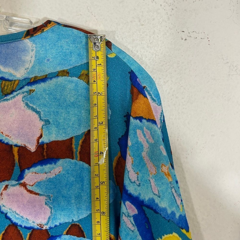 David Nieper Ladies Maxi Dressing Gown XL BLUE Floral Kaftan Lounge Graphic - Picture 6 of 12